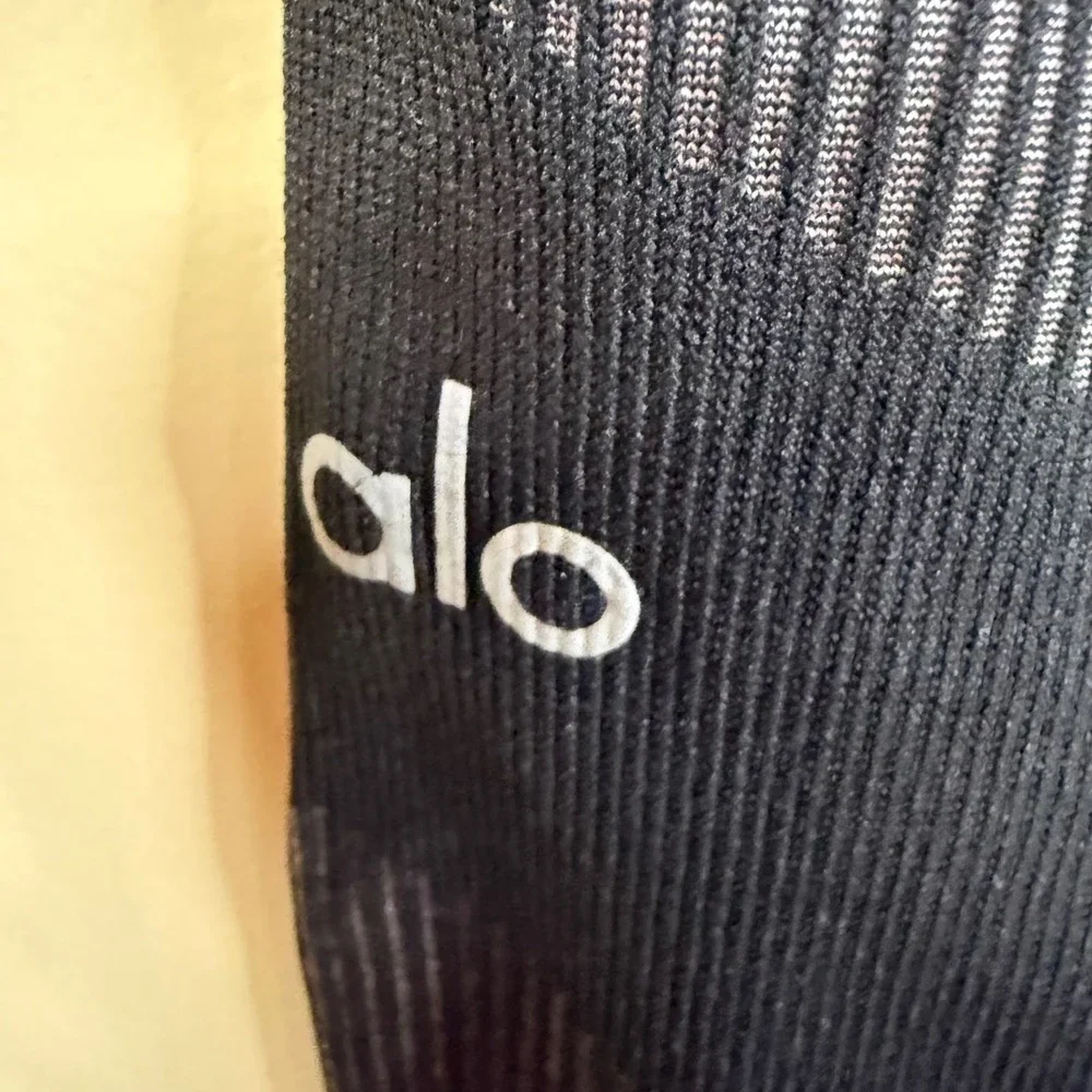 Alo Yoga Seamless Radiance High Rise Leggings Womens Large Black Lavender Active